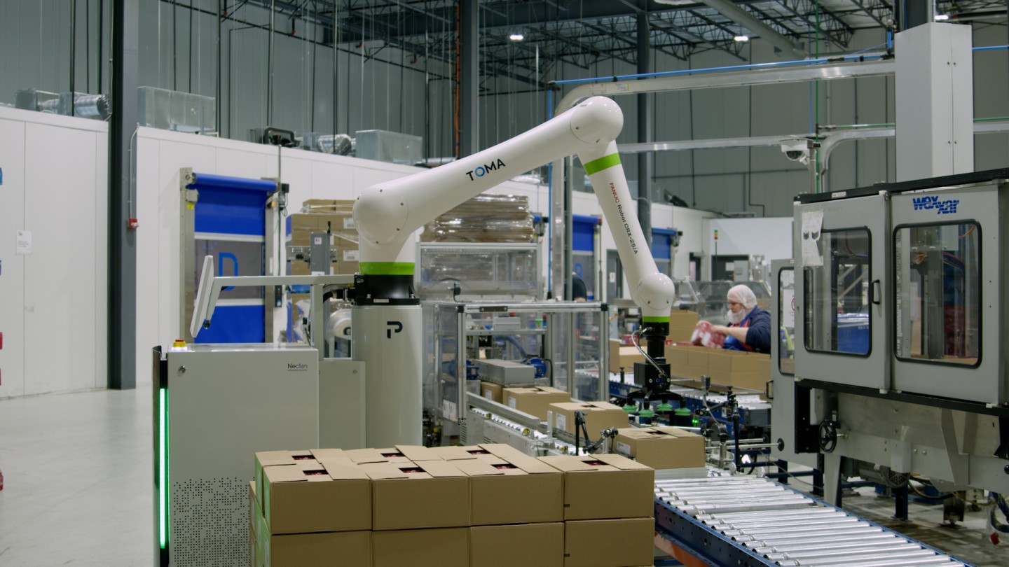 Palettiseur cobot TOMA - MG Tech x Premier Tech